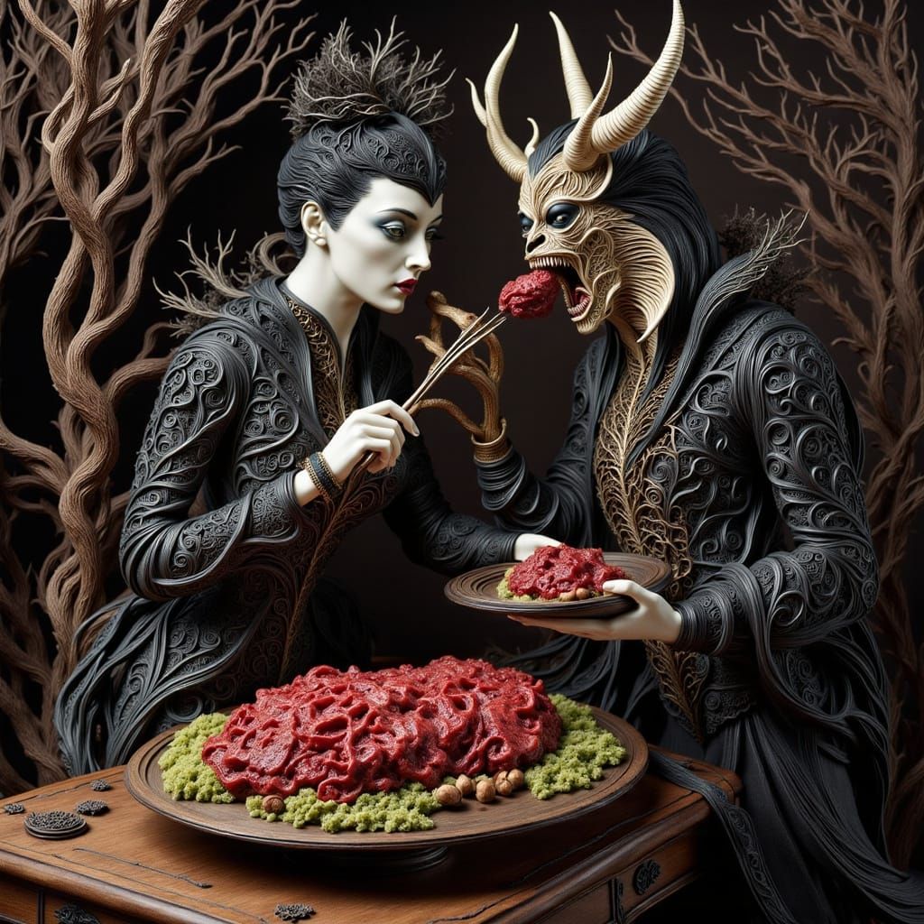 Audrey II Feeds in Macabre Style