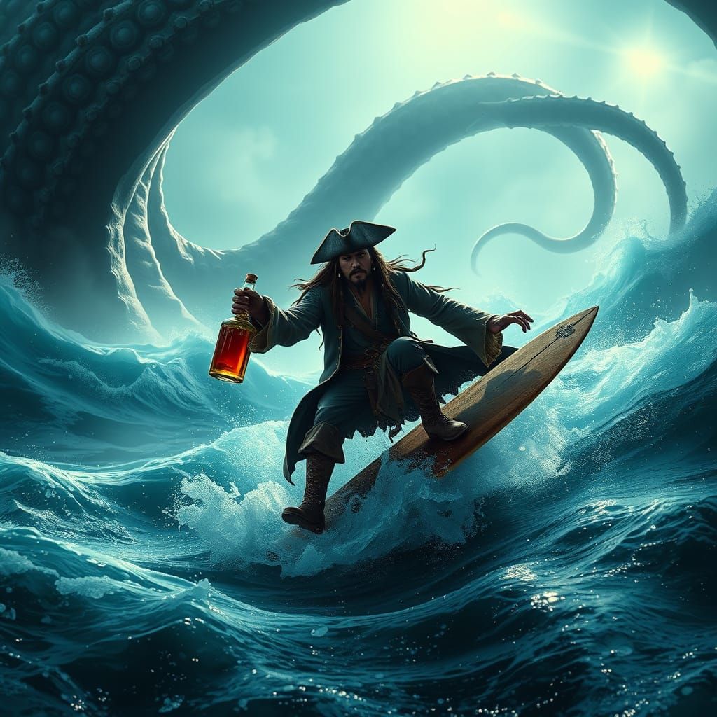 Captain Jack Sparrow Riding the Kraken
