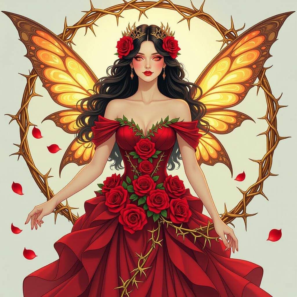 Rose Princess with Thorns and Petal Wings