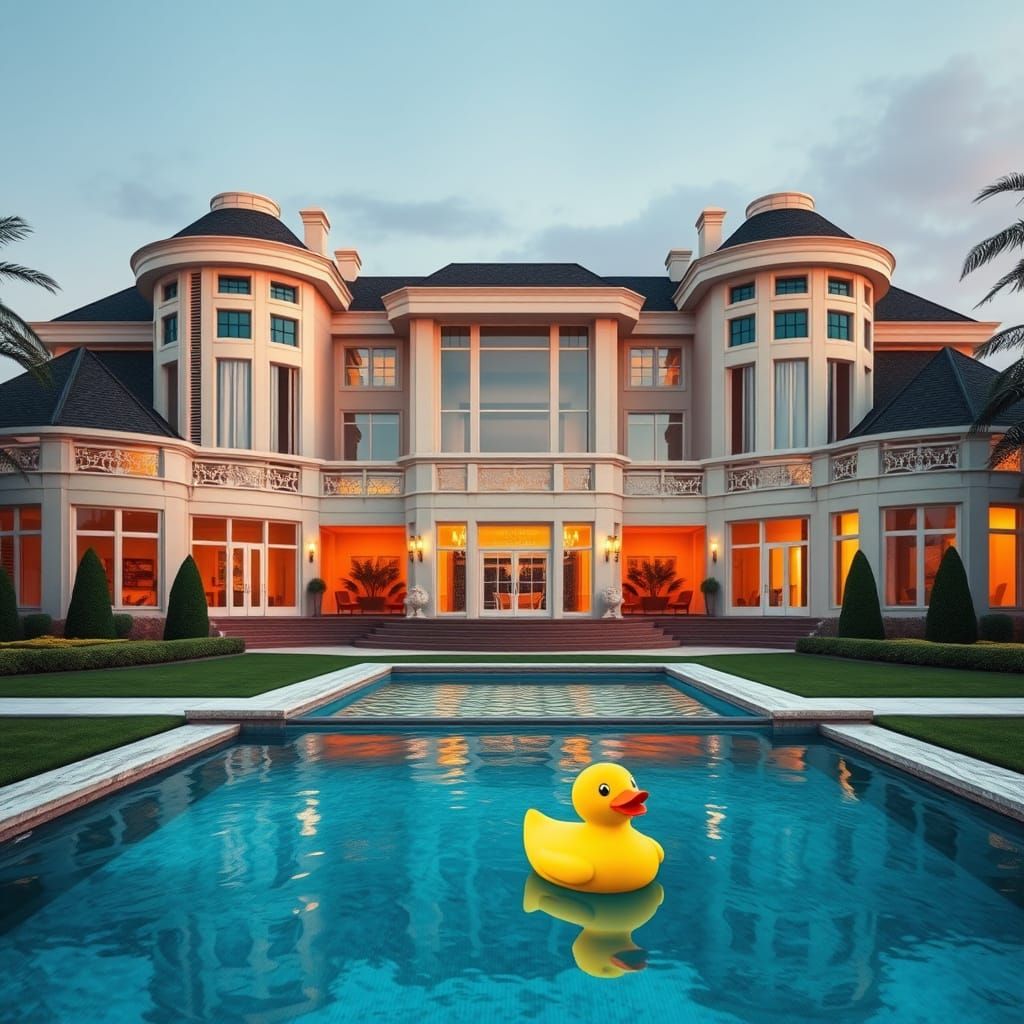 Luxurious Mansion with Rubber Duck, Digital Art