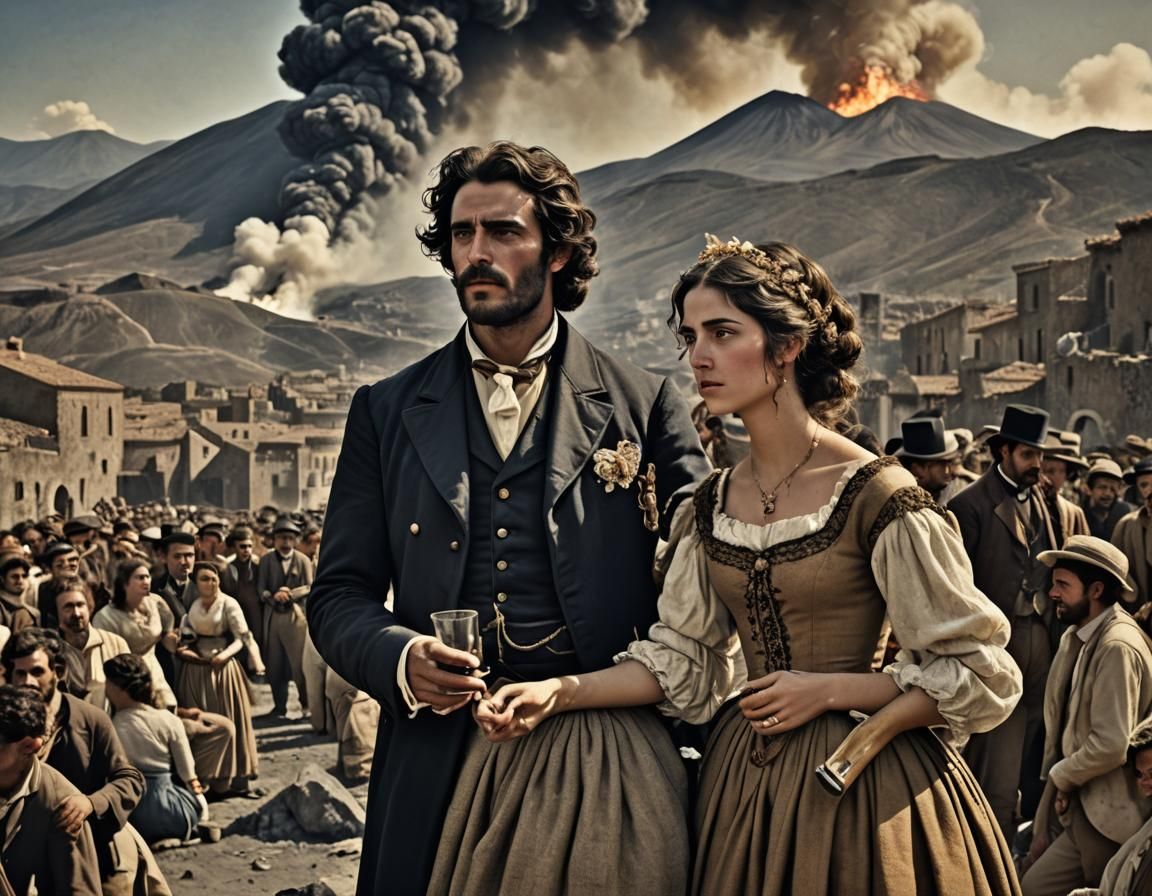 Sicilian Couple Singing With Mount Etna Erupting