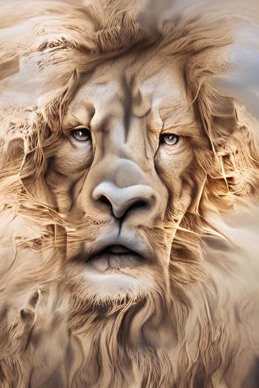 Detailed Matte Painting of a Lion's Face