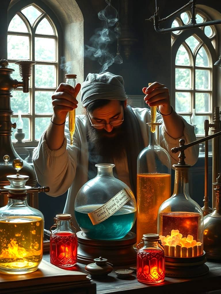 Alchemist Distilling Emotions as Vermeer-Inspired Art