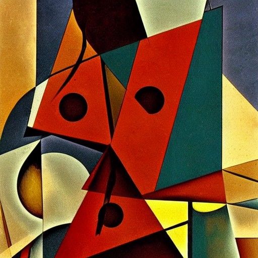 Circles of Hell in Abstract Cubism Style