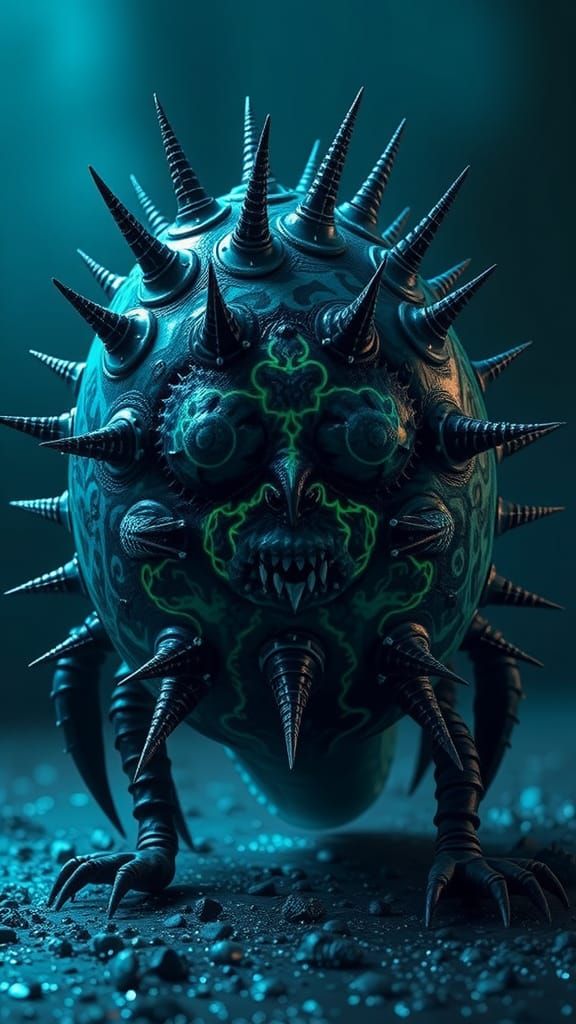 Venom Pufferfish Hybrid in Dark Surrealist Style