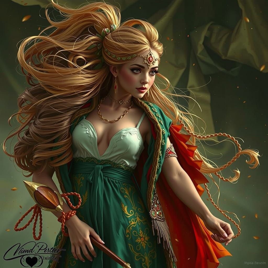 Auburn Hair Twisting and Billowing