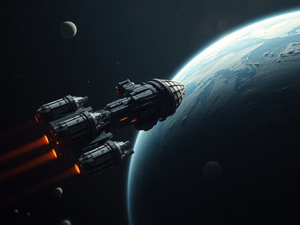 Cosmic Space Station Orbiting a Mysterious Alien World