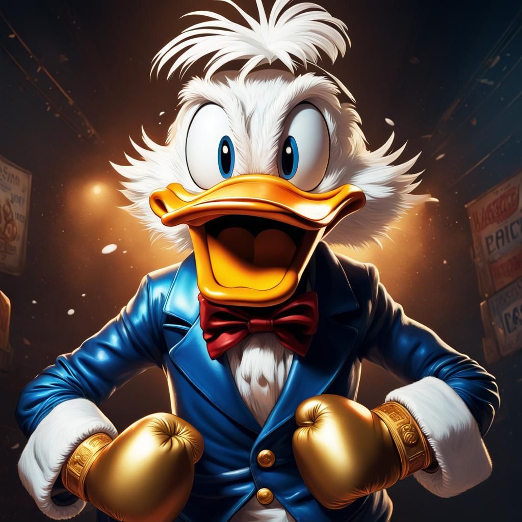 Scrooge McDuck Boxing Champ in Splash Art Style