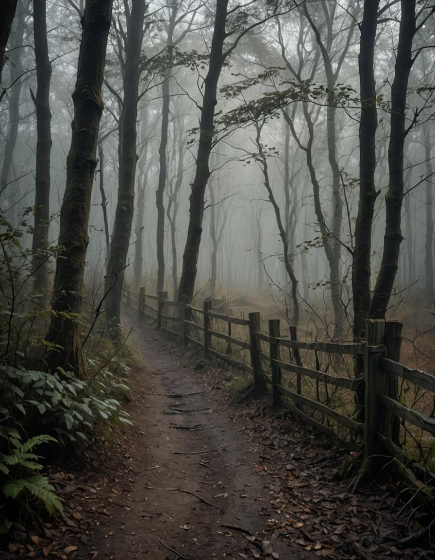 Mystical Forest Edge with Moody Lighting