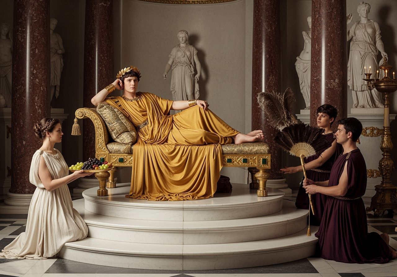 Emperor Caligula in Opulent Throne Room, Leibovitz Style