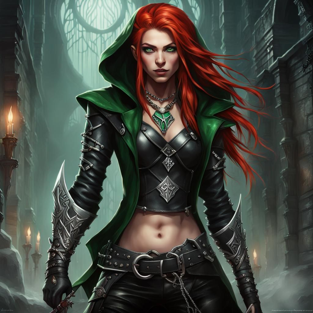 Half-Elf Rogue Guild Lord in Detailed Matte Painting