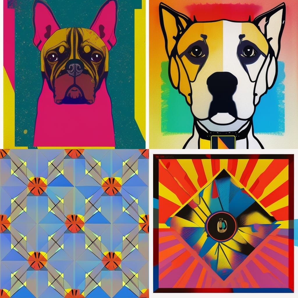 Pop Art Dog: Geometric Screen Print in 8K