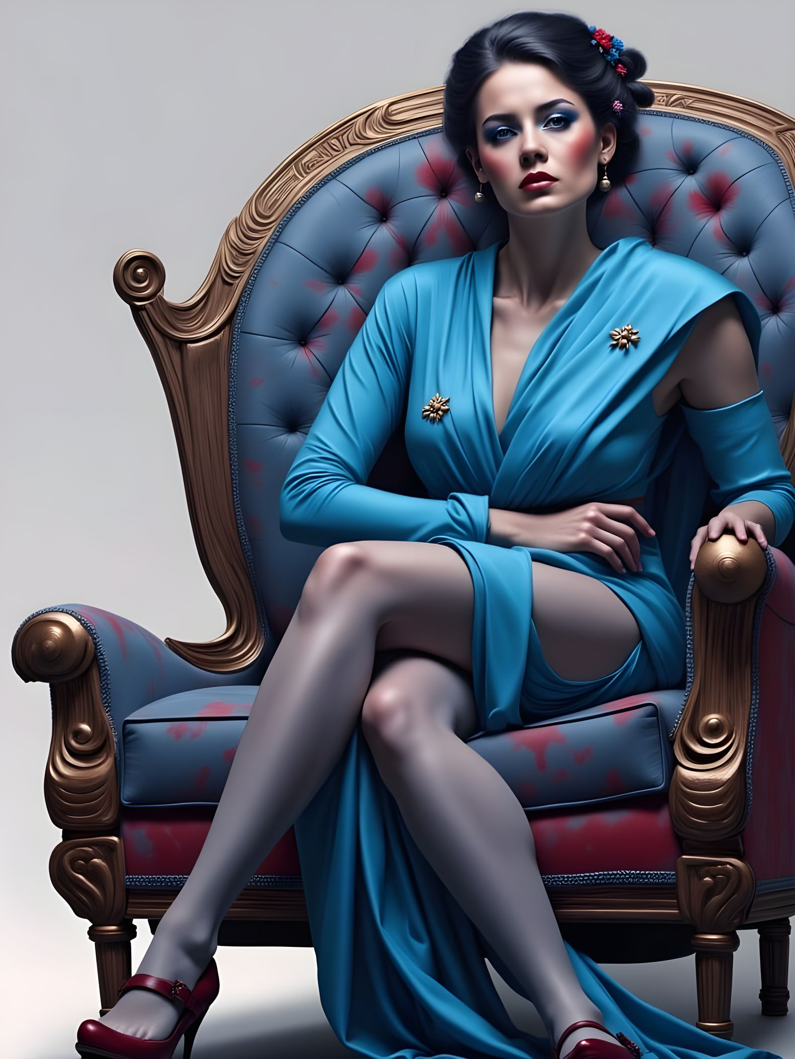 Art Deco Nouveau Painting in Hyperrealism Style