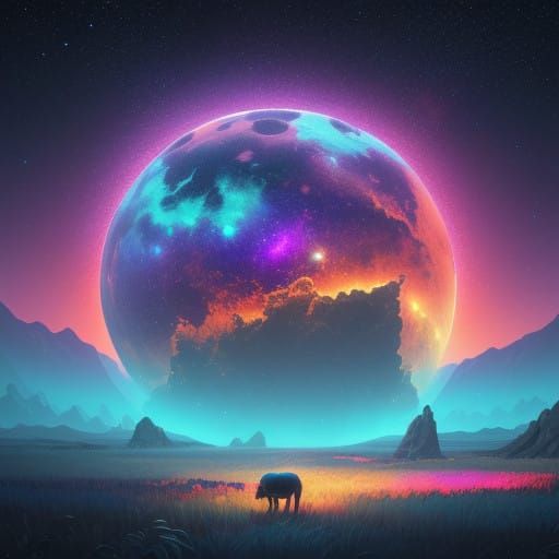 Mysterious Celestial Landscape Transforms into Kaleidoscopic...