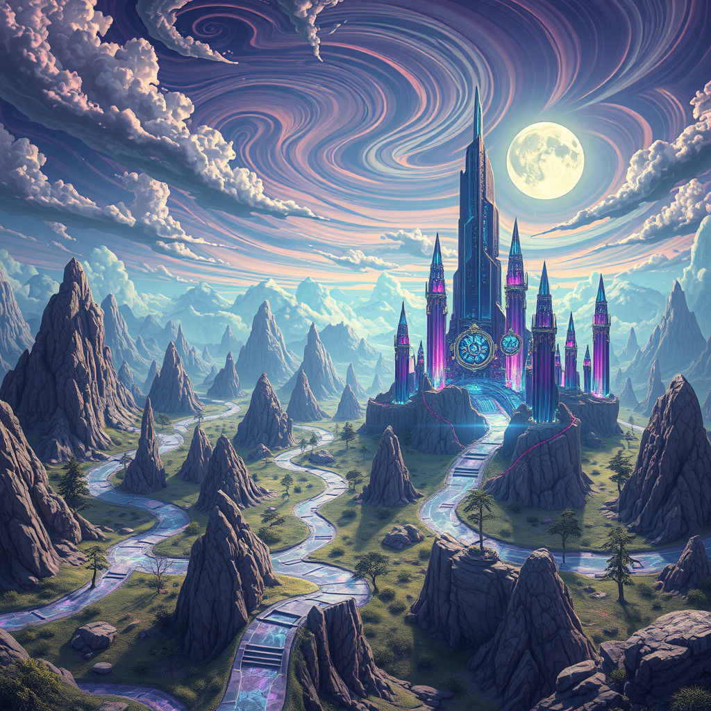 Otherworldly Sci-Fi Landscape with Crystalline Spires