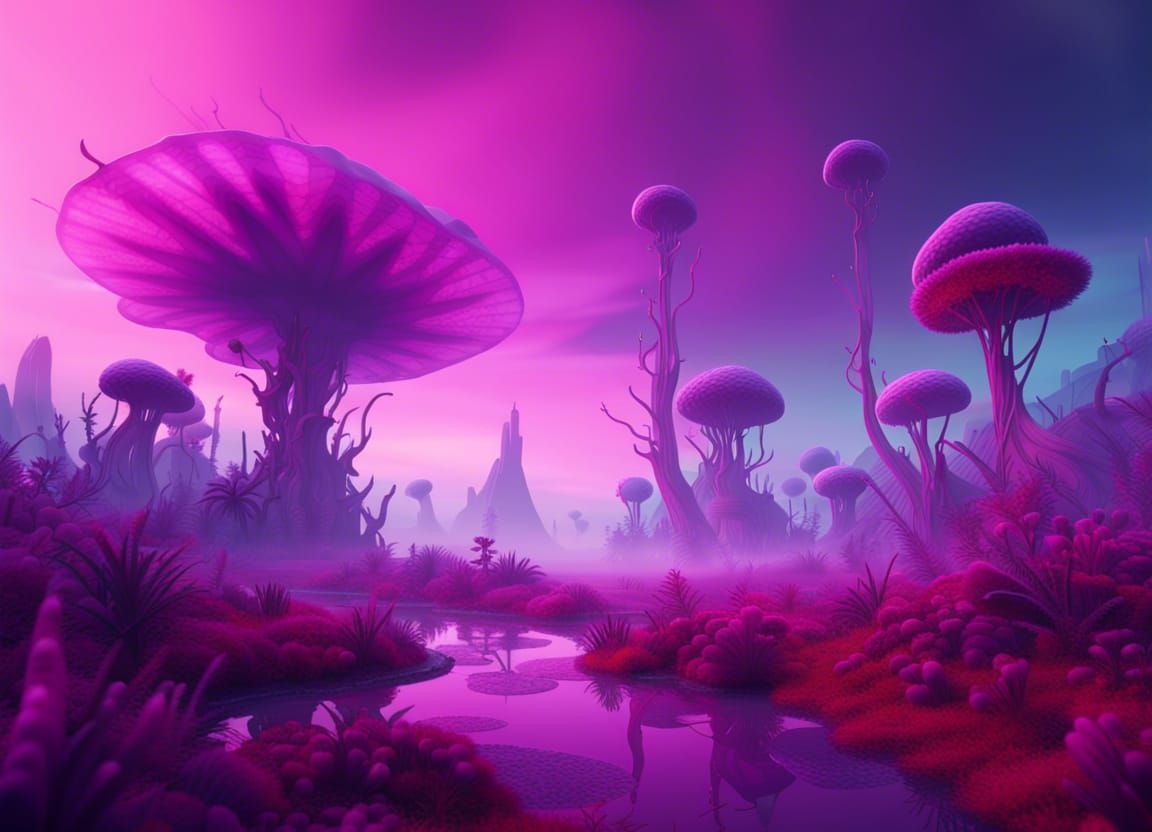 Otherworldly Landscape with Carnivorous Flora in 8K