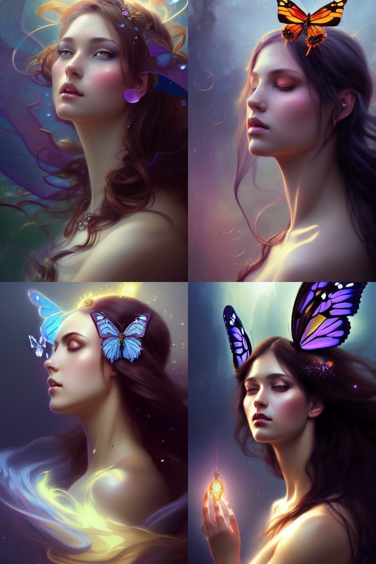 Majestic Butterfly Goddess Portrait in 8K Resolution