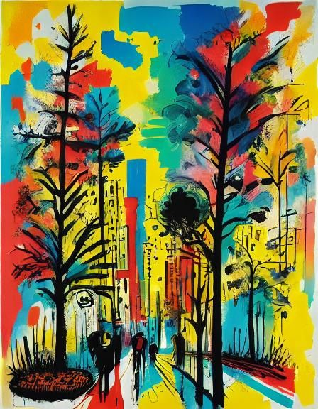 Neon Siamese Cat in Warhol-esque Gouache Style