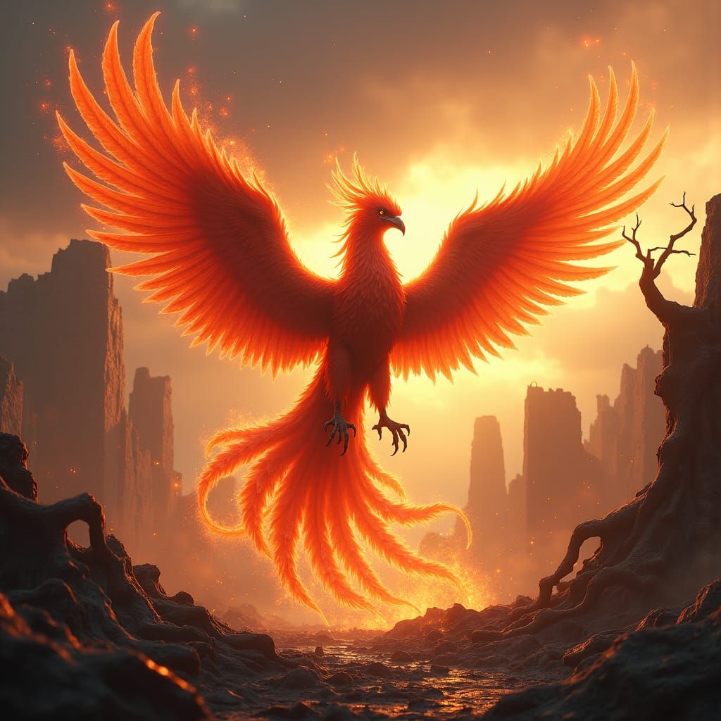 Phoenix Rising from Ashes: Fantasy Concept Art