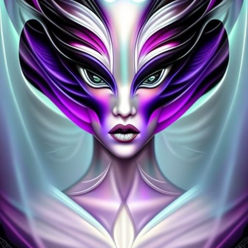 Ethereal Alien Woman in Haute Couture, Digital Portrait