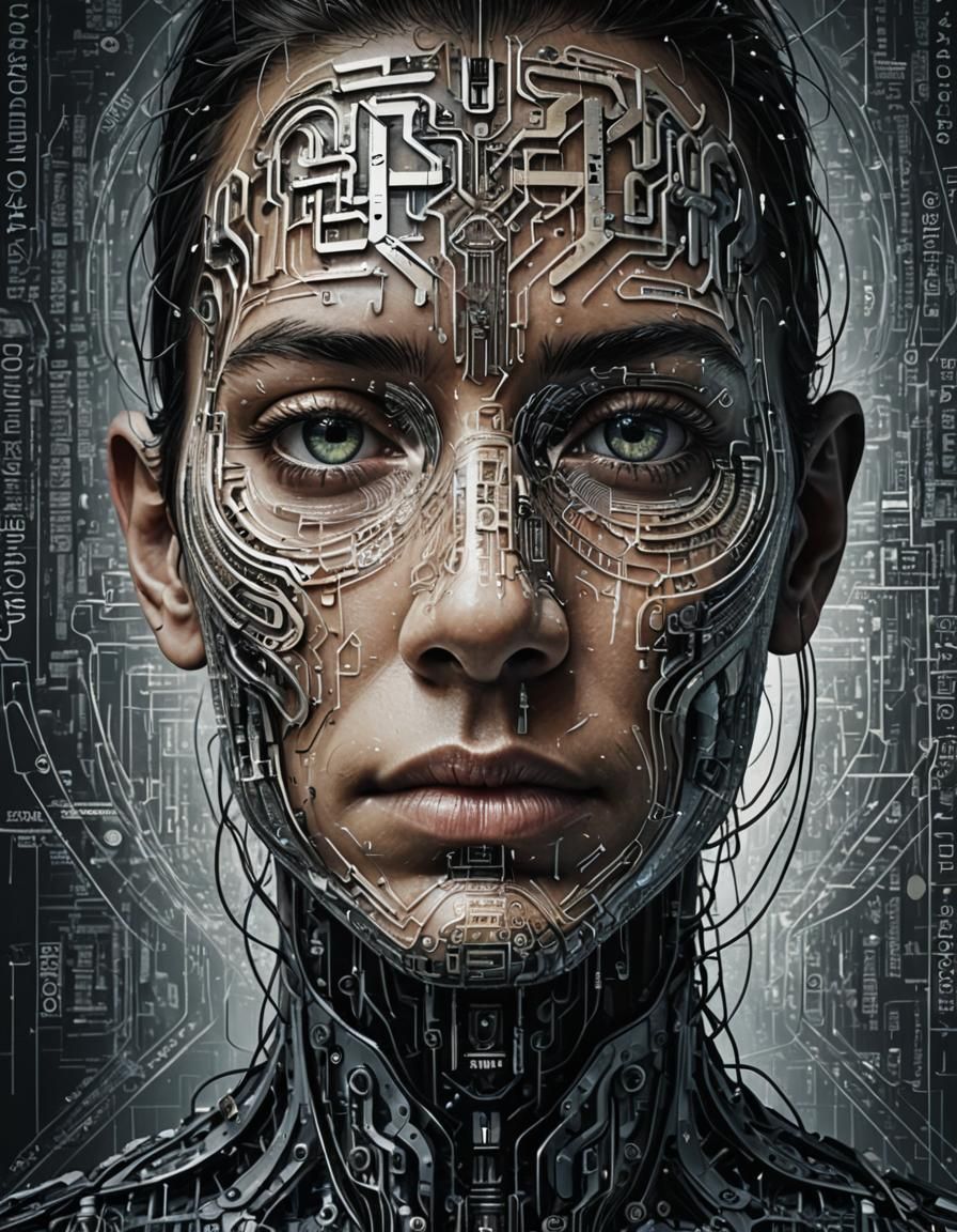 Futuristic AI Portrait in 3D Game Cinematic Style