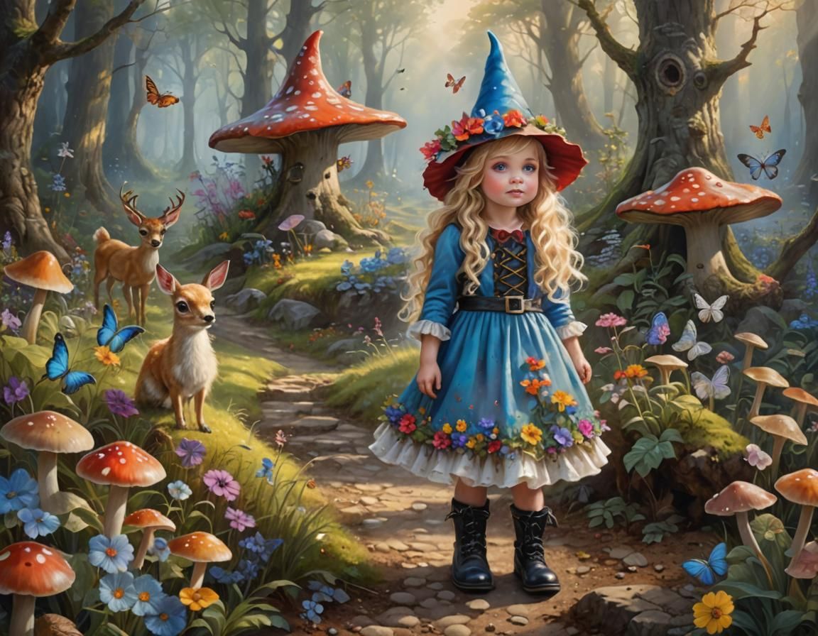 Oil painting, ultra realistic photo, a little sweet gnome gi...