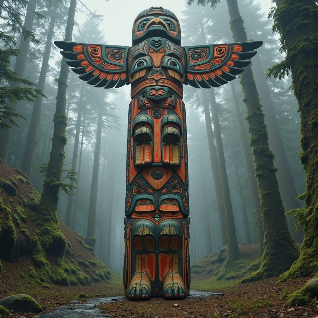 Realistic Totem Pole in Haida Style