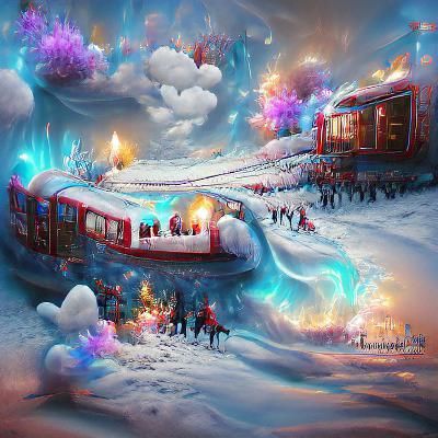 Magical Train at Winter Wonderland: 3D Artwork