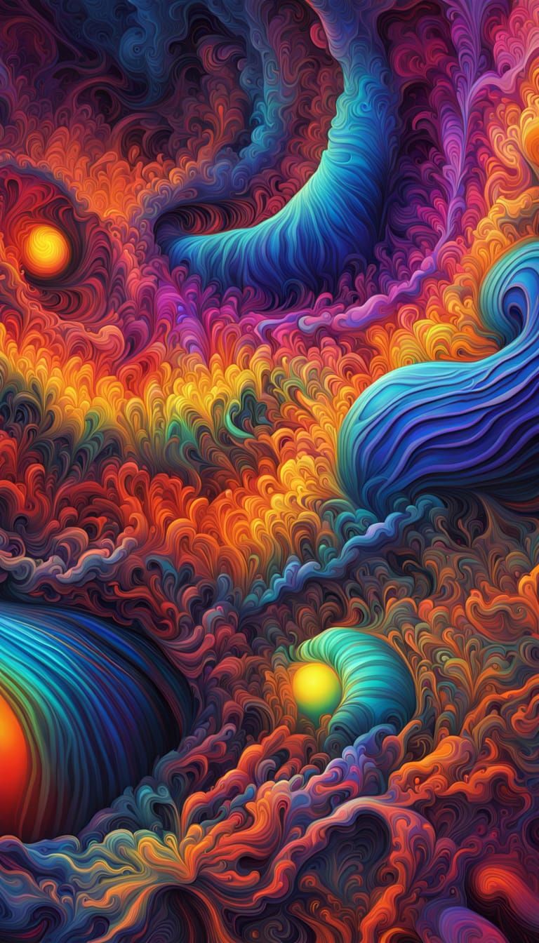 Glowing Neon Geometric Abstract Art in Hyperrealism Style