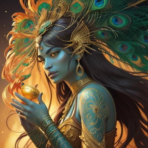 Dragon Peacock Woman in Fauvist Expressionism