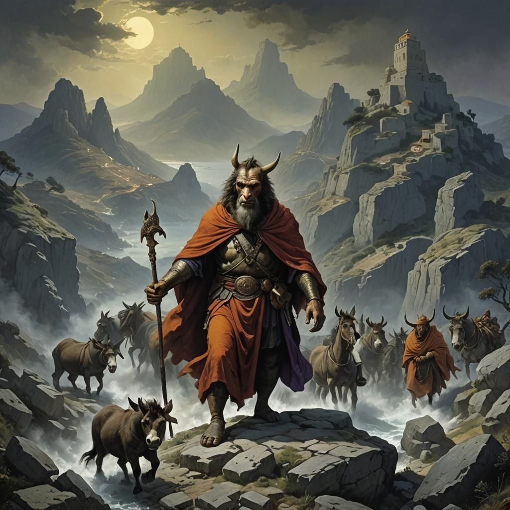 Giant Donkeys Roam Greek Hillsides in Doré Style