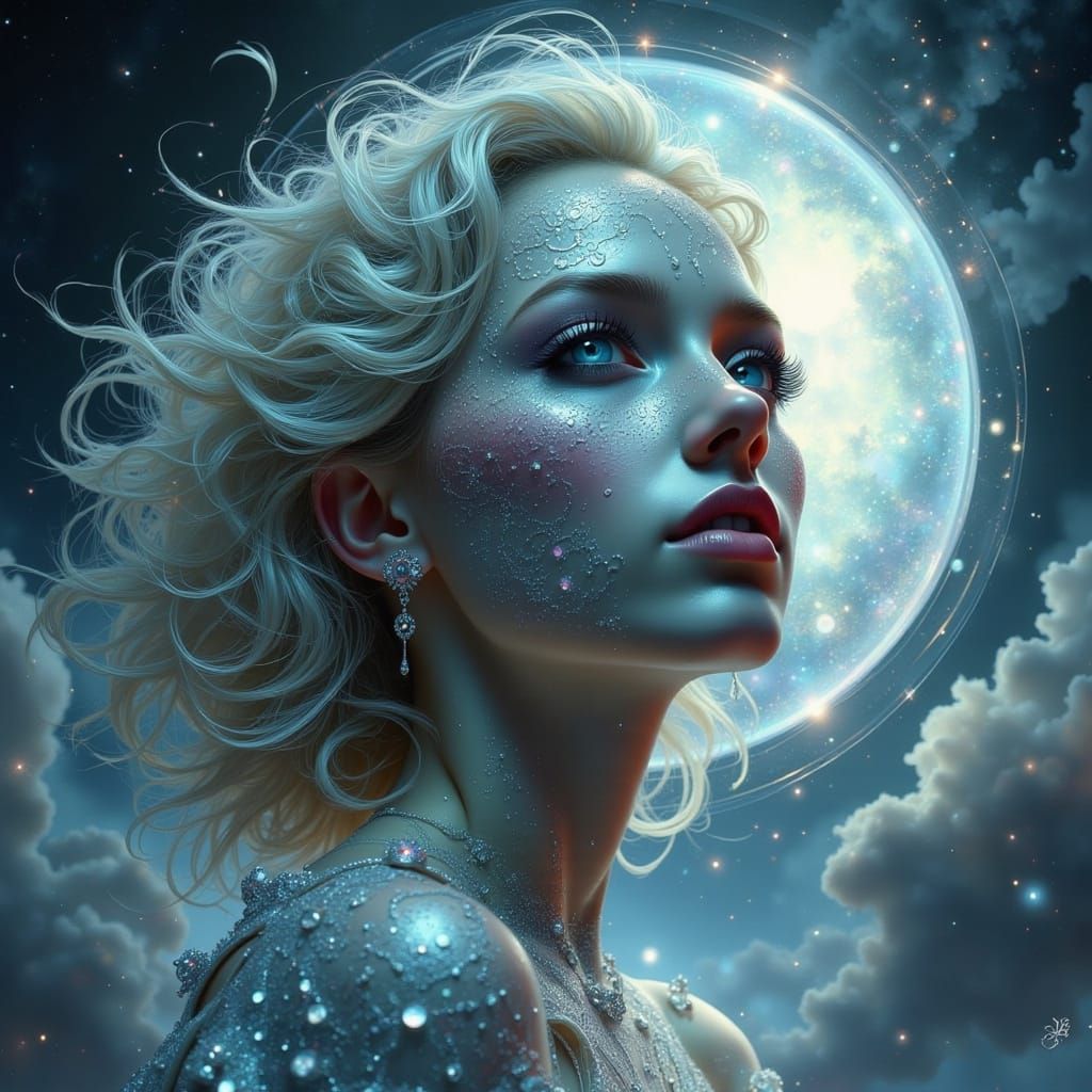 Silver Goddess in Dreamy, Ethereal Moonlight