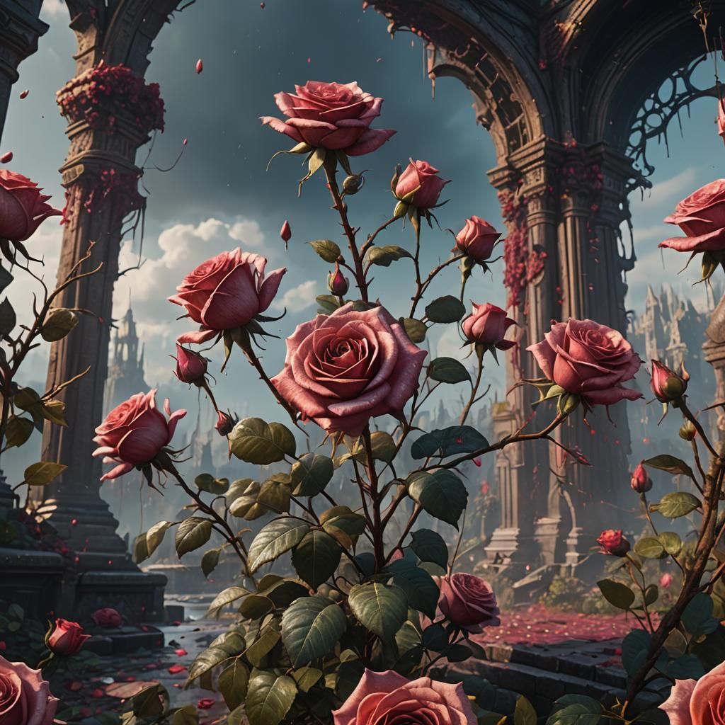 Detailed Matte Painting of a Dying Rose