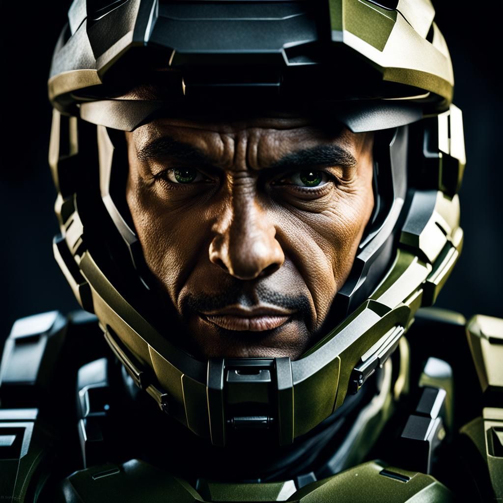 Hyperrealistic Portrait of Master Chief and Cortana
