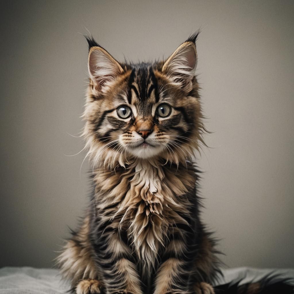 Majestic Maine Coon Kitten Portrait in Cinematic Style