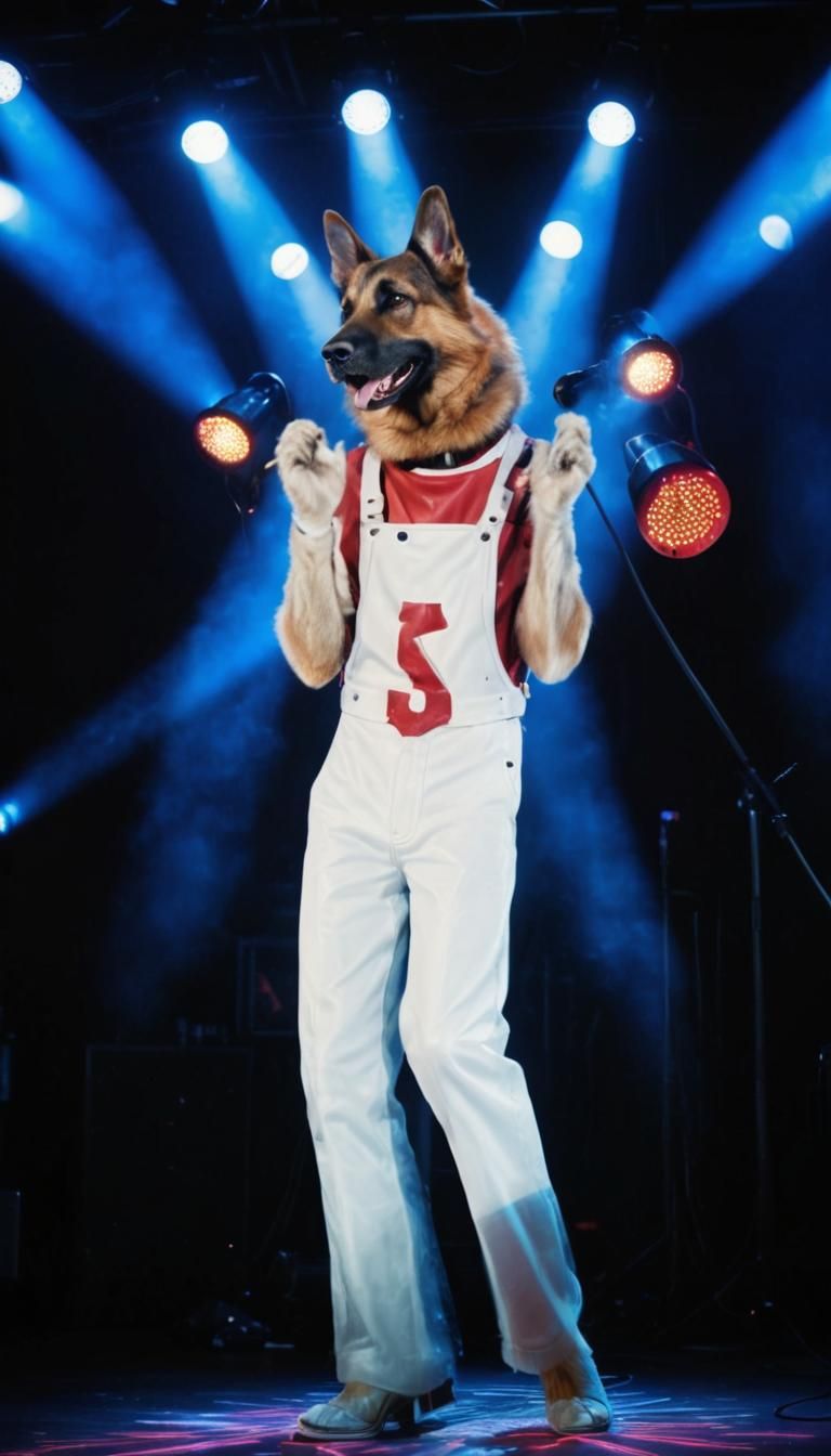 Cyberpunk German Shepherd Concert Performer