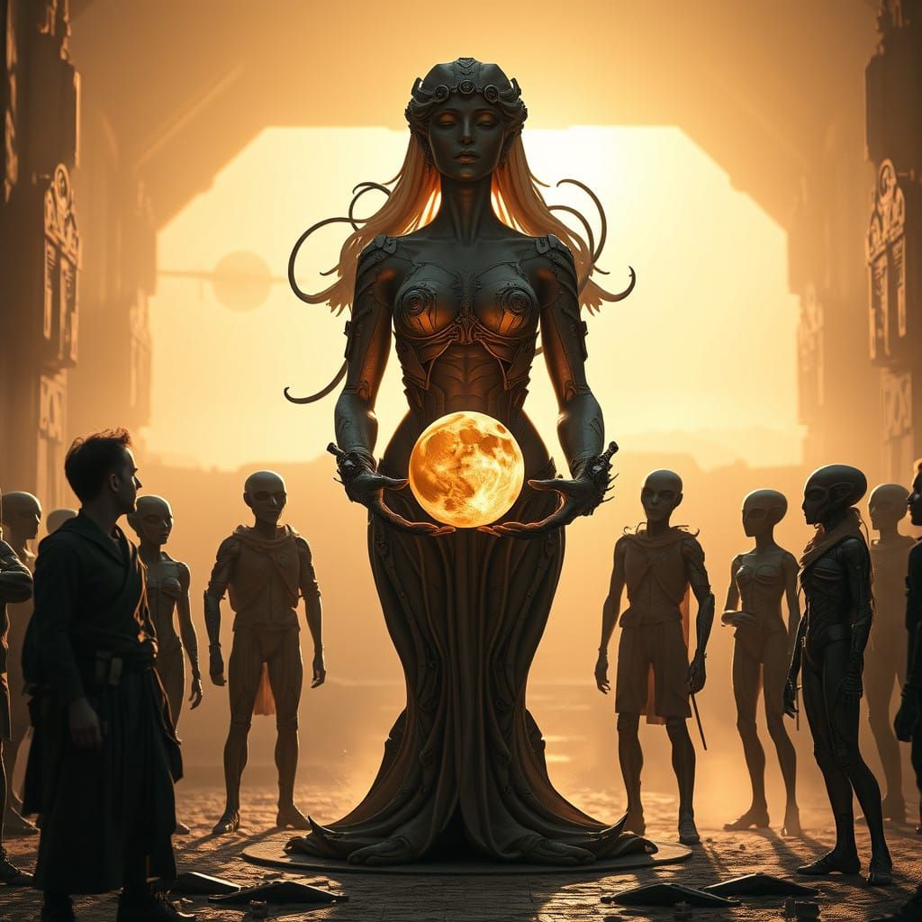 Cyberpunk Goddess of the Cosmos in Ethereal Glow