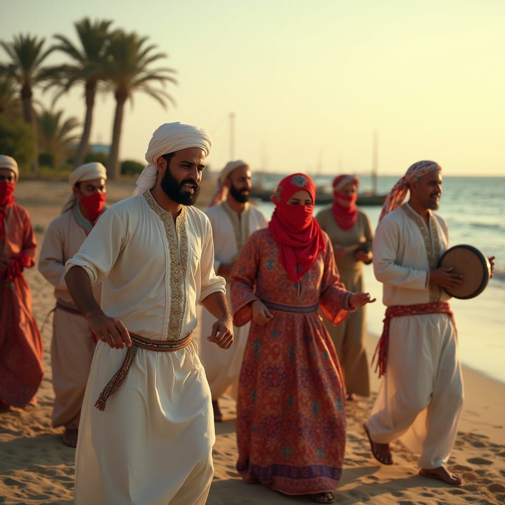 Bushehri Celebration on Persian Gulf Coast at Sunset