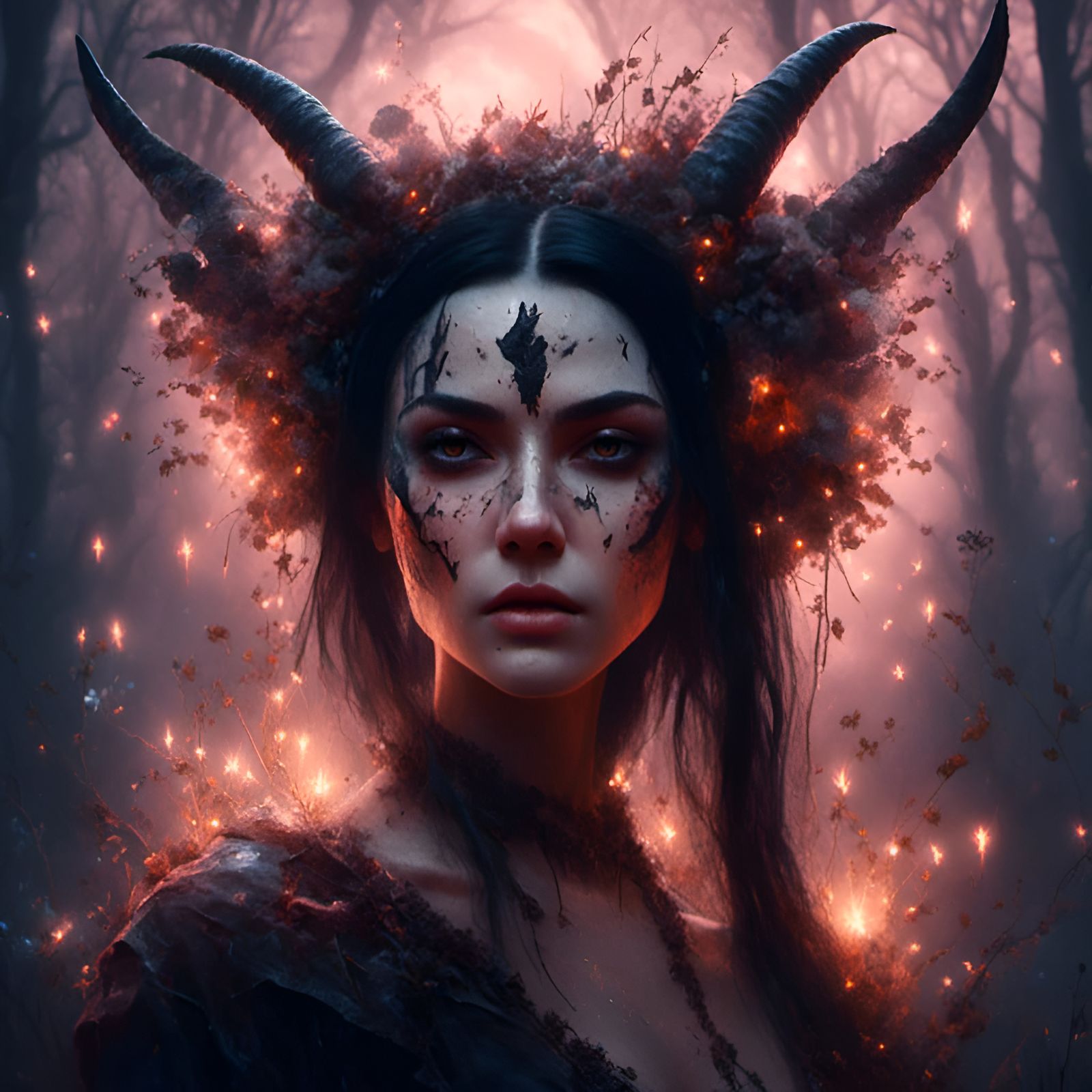 Gothic Witch Portrait in Hyperreal Detail