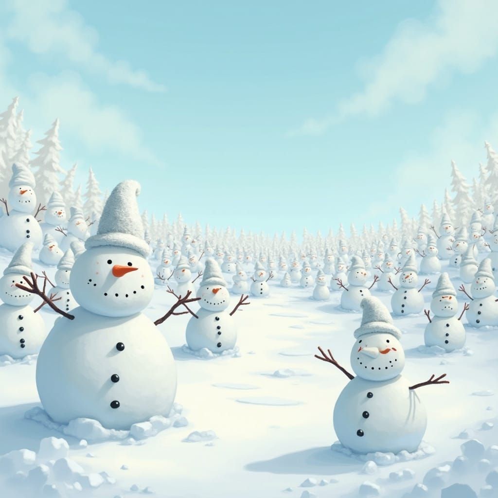 Winter Wonderland of Whimsical Snowmen in a Fantastical Land...