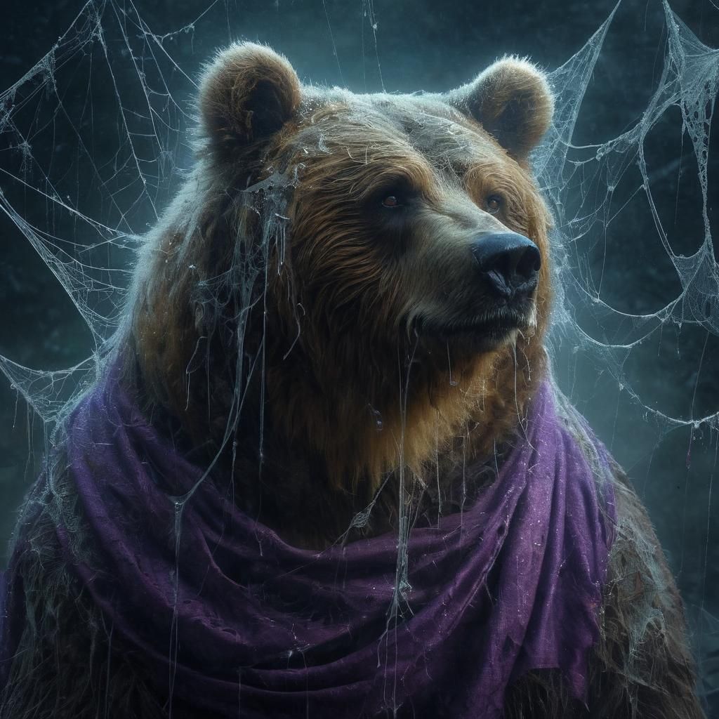 Eerie Kodiak Bear Portrait in Misty Swamp