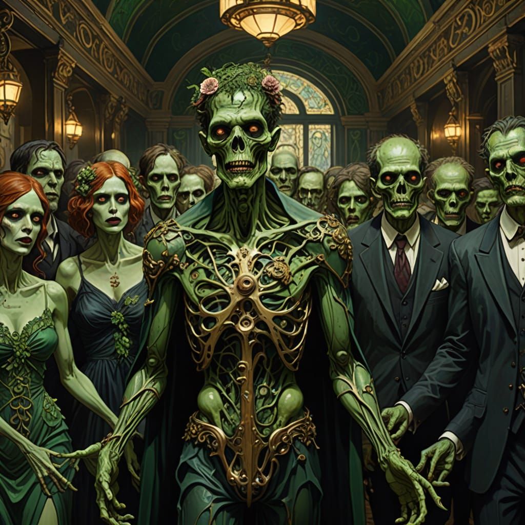 Zombie School Dance in Art Nouveau Style