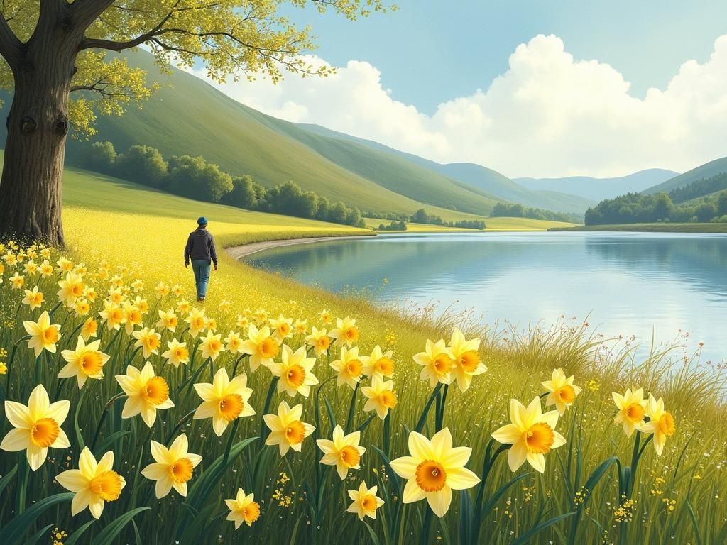 I wandered lonely as a cloud
That floats on high o'er vales ...