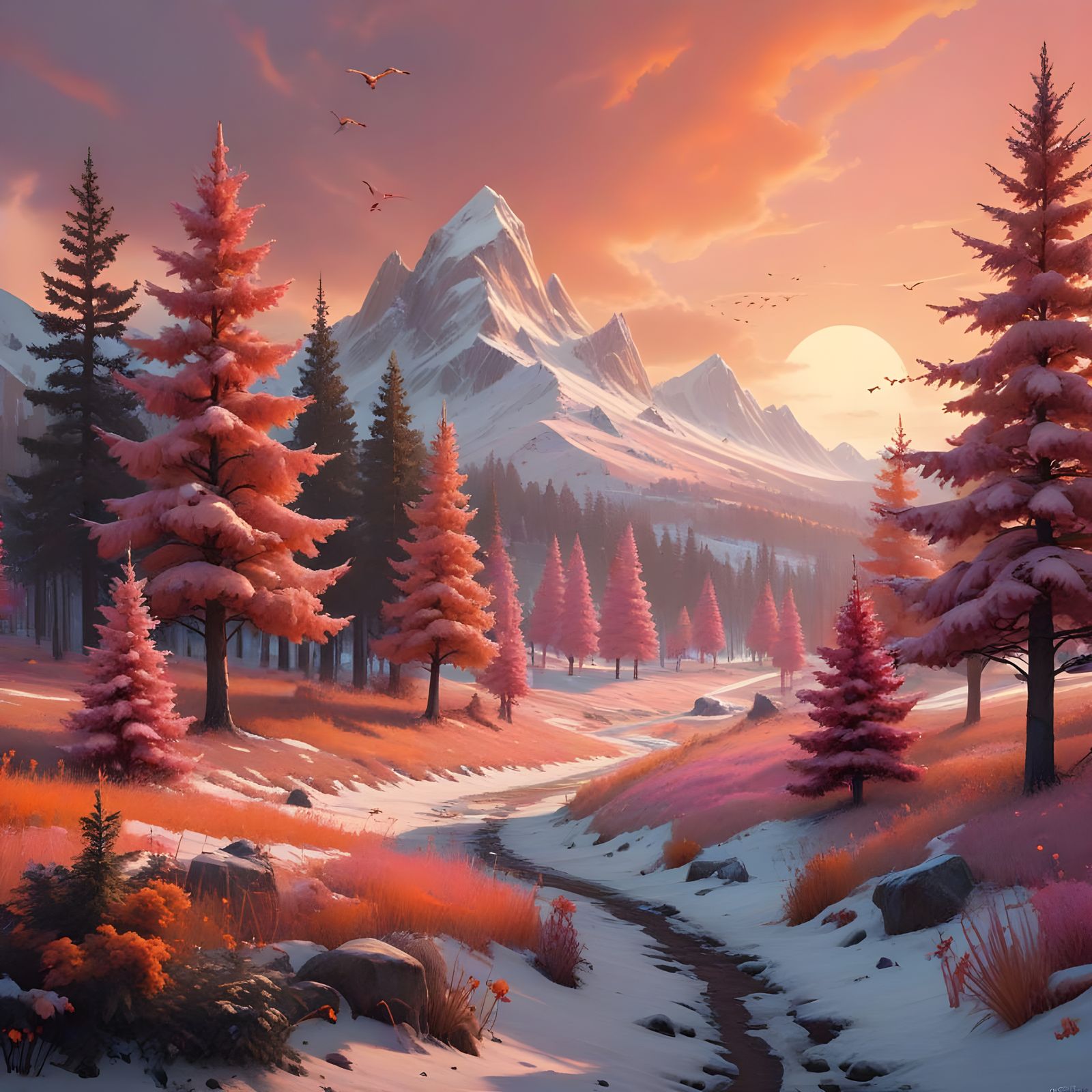 Vibrant Christmas Tree Landscape