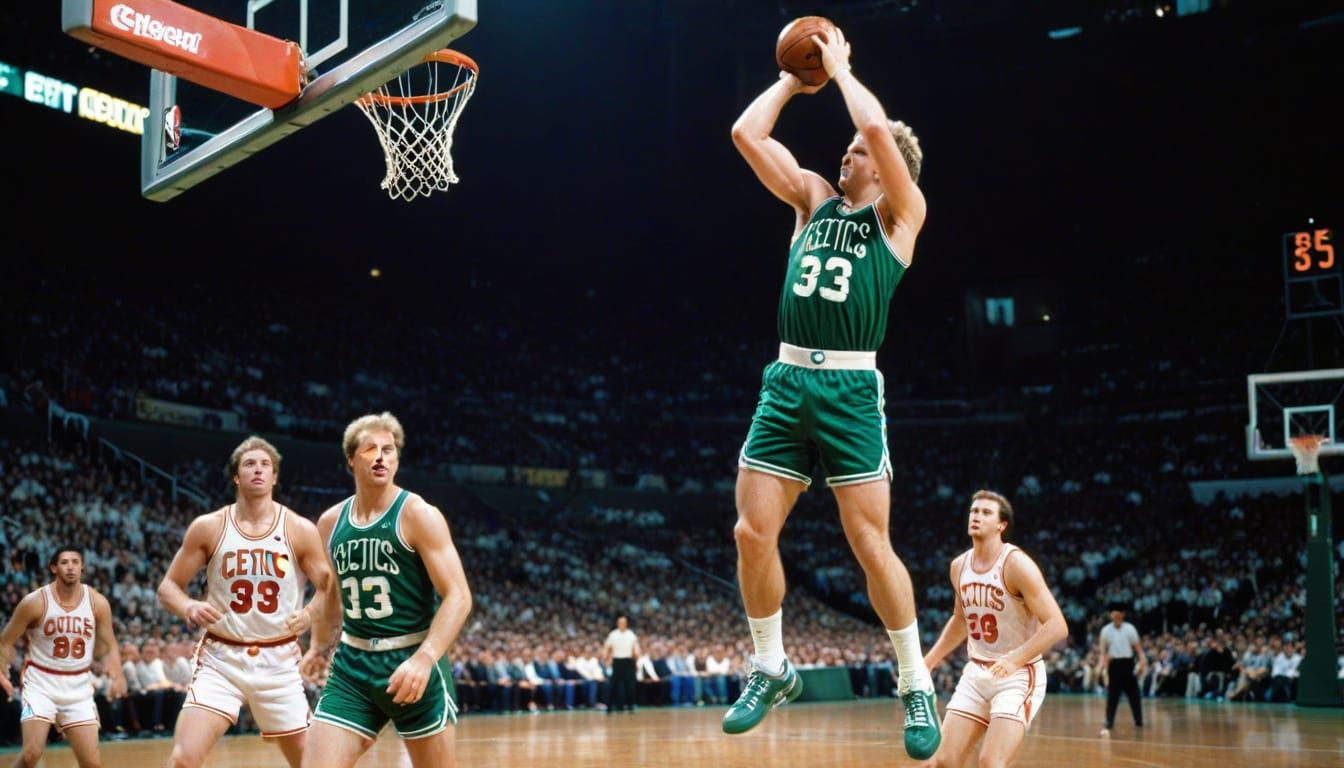 Larry Bird's Dramatic Mid-Air Slam Dunk