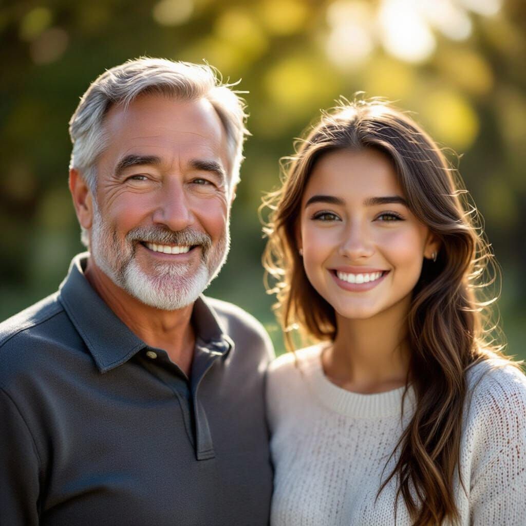 Elderly Man and Young Niece in Realistic Portrait