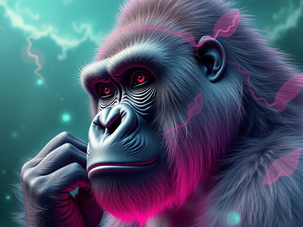 Cosmic Rose Gorilla in Minimalist Style