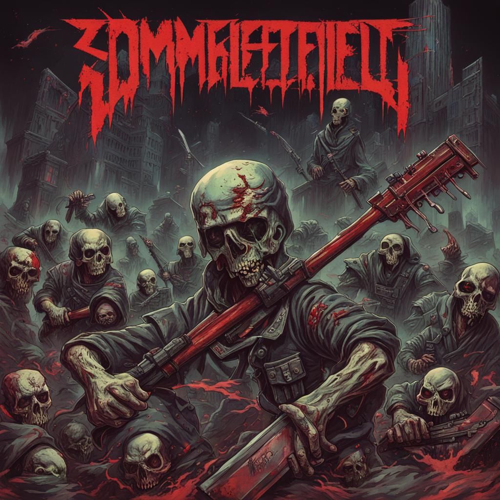 80's Death Metal Album Cover: Zombie Battlefield