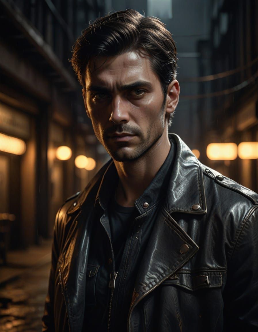 Charismatic Man with Distinct Features and Silver Streaks