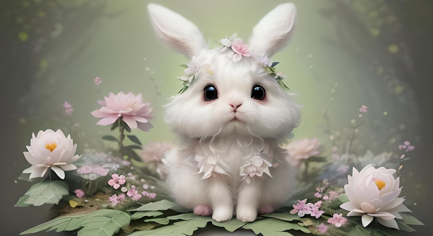 Adorable Pixar Bunny Cub in Pastel Flower Patchwork
